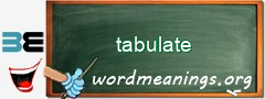 WordMeaning blackboard for tabulate